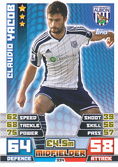 Claudio Yacob West Bromwich Albion 2014/15 Topps Match Attax #334